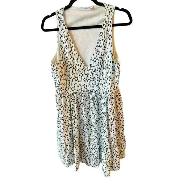 Sincerly Jules Dresses & Skirts - Sincerely Jules XL Sleeveless V-Neck Babydoll Dress Ivory Blue Print Boho Rayon